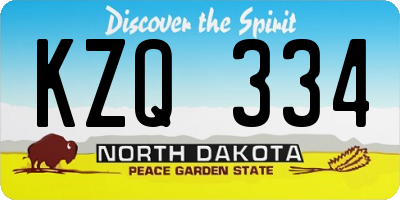 ND license plate KZQ334