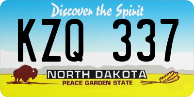 ND license plate KZQ337