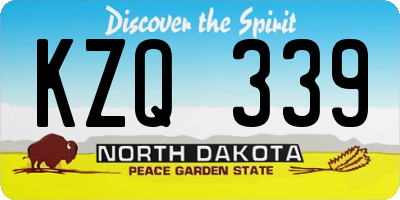 ND license plate KZQ339