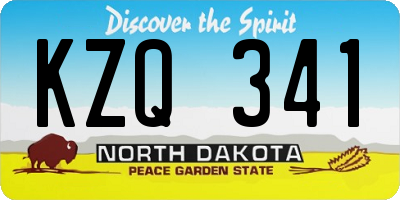 ND license plate KZQ341