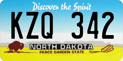 ND license plate KZQ342
