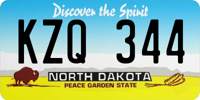 ND license plate KZQ344