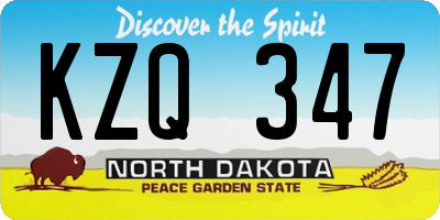 ND license plate KZQ347