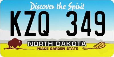 ND license plate KZQ349