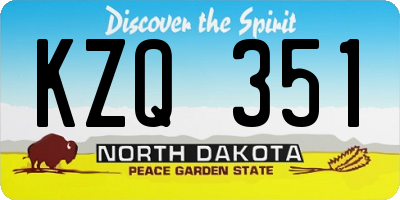 ND license plate KZQ351