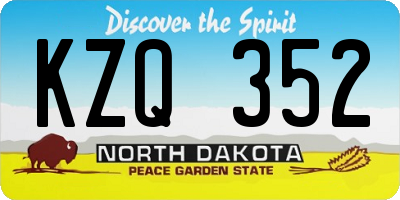 ND license plate KZQ352