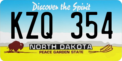 ND license plate KZQ354