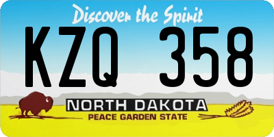 ND license plate KZQ358