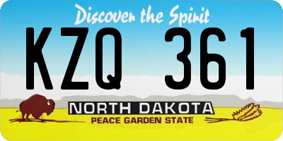 ND license plate KZQ361