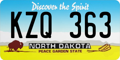 ND license plate KZQ363