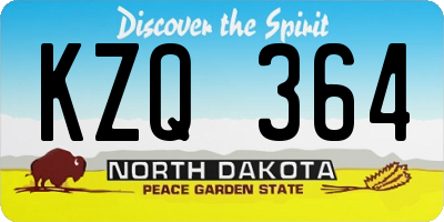 ND license plate KZQ364