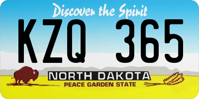 ND license plate KZQ365