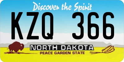 ND license plate KZQ366
