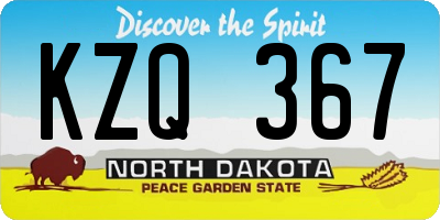 ND license plate KZQ367