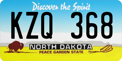 ND license plate KZQ368