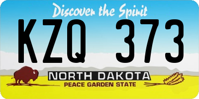 ND license plate KZQ373