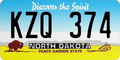 ND license plate KZQ374