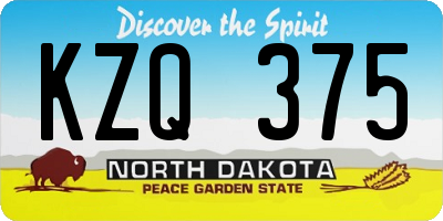 ND license plate KZQ375