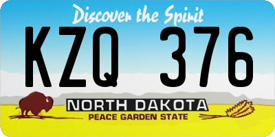 ND license plate KZQ376