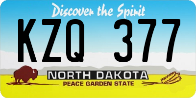 ND license plate KZQ377