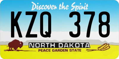 ND license plate KZQ378