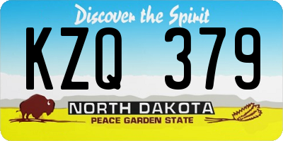 ND license plate KZQ379