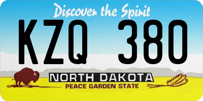 ND license plate KZQ380