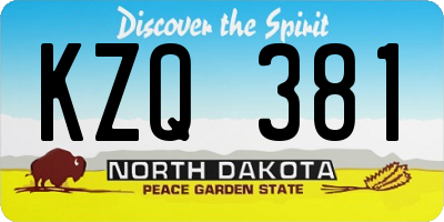 ND license plate KZQ381