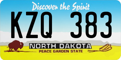 ND license plate KZQ383