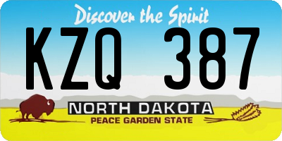 ND license plate KZQ387