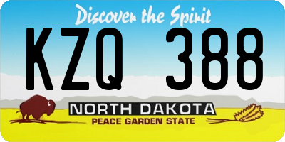 ND license plate KZQ388
