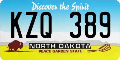 ND license plate KZQ389