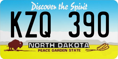 ND license plate KZQ390