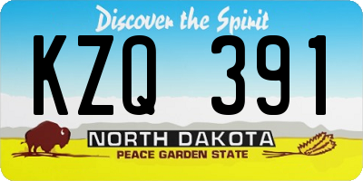 ND license plate KZQ391