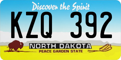 ND license plate KZQ392