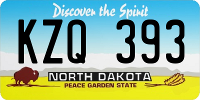 ND license plate KZQ393