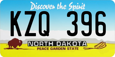 ND license plate KZQ396