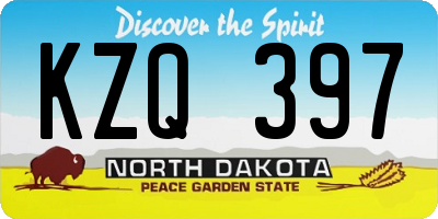 ND license plate KZQ397