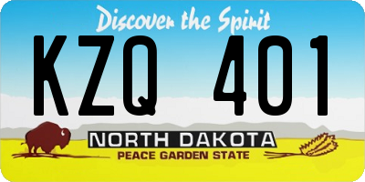 ND license plate KZQ401