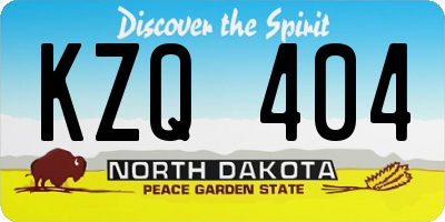 ND license plate KZQ404