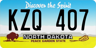 ND license plate KZQ407
