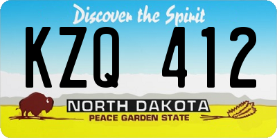 ND license plate KZQ412