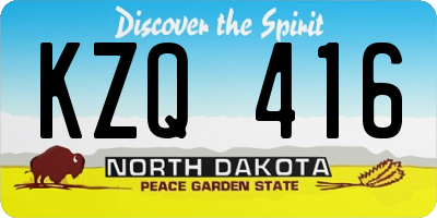 ND license plate KZQ416