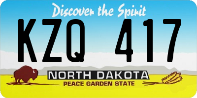 ND license plate KZQ417
