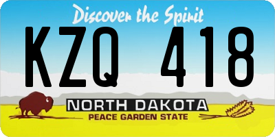 ND license plate KZQ418