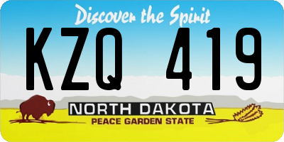 ND license plate KZQ419
