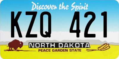 ND license plate KZQ421