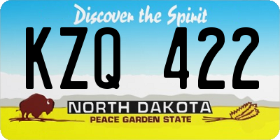 ND license plate KZQ422