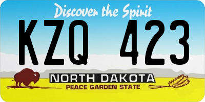 ND license plate KZQ423