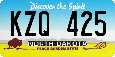 ND license plate KZQ425